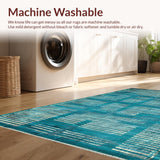 Ultra Soft Area Rug, Non Slip, Stain Resistant, Washable Area Rugs for Living Room, Bedroom, Teal Abstract Area Rug, Non-Slip(Blue)