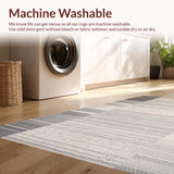 Ultra Soft Area Rug, Non Slip, Stain Resistant, Washable Area Rugs for Living Room, Bedroom, Striking Geometric Earth Tones(Gray)