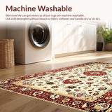Ultra Soft Area Rug, Non Slip, Stain Resistant, Washable Area Rugs for Living Room, Bedroom, Rustic Earthy Toned Patterns(Red)