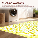 Ultra Soft Area Rug, Non Slip, Stain Resistant, Washable Area Rugs for Living Room, Bedroom, Contemporary Grey Blossom Design(Yellow)