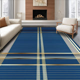 Ultra Soft Area Rug, Non Slip, Stain Resistant, Washable Area Rugs for Living Room, Bedroom, Scandinavian Modern Stripe(Blue)