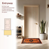 Ultra Soft Area Rug, Non Slip, Stain Resistant, Washable Area Rugs for Living Room, Bedroom, Elegant Earth Tones Design(Orange)