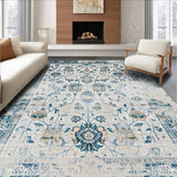 Ultra Soft Area Rug, Non Slip, Stain Resistant, Washable Area Rugs for Living Room, Bedroom, Contemporary Gray Tiled Design(Beige)
