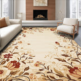 Ultra Soft Area Rug, Non Slip, Stain Resistant, Washable Area Rugs for Living Room, Bedroom, Countryside Collection Rustic Floral Medley Design(Beige)