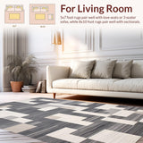 Ultra Soft Area Rug, Non Slip, Stain Resistant, Washable Area Rugs for Living Room, Bedroom, Chic Neutral Toned Linear Design(Gray)