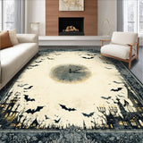 Ultra Soft Area Rug, Non Slip, Stain Resistant, Washable Area Rugs for Living Room, Bedroom, Haunted Manor Rug - Eerie Victorian Gothic Decor with Spectral Designs(Gray)