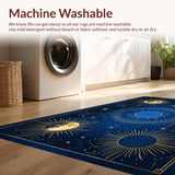 Ultra Soft Area Rug, Non Slip, Stain Resistant, Washable Area Rugs for Living Room, Bedroom, Celestial Inspired Sun Moon Design(Blue)