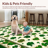 Ultra Soft Area Rug, Non Slip, Stain Resistant, Washable Area Rugs for Living Room, Bedroom, Charming White and Green Floral Arrangement(Green)