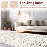 Ultra Soft Area Rug, Non Slip, Stain Resistant, Washable Area Rugs for Living Room, Bedroom, Chic Cream Modern Tiled Arrangement(Beige)