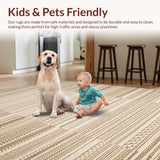 Ultra Soft Area Rug, Non Slip, Stain Resistant, Washable Area Rugs for Living Room, Bedroom, Natural Circle Boho Elegance(Beige)