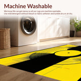 Ultra Soft Area Rug, Non Slip, Stain Resistant, Washable Area Rugs for Living Room, Bedroom, Eclectic Geometric Soundwave Illustration(Yellow)