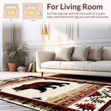 Ultra Soft Area Rug, Non Slip, Stain Resistant, Washable Area Rugs for Living Room, Bedroom, Southwest Wildlife Ethnic Pattern(Beige)