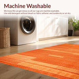 Ultra Soft Area Rug, Non Slip, Stain Resistant, Washable Area Rugs for Living Room, Bedroom, Sleek Modern Warm Palette(Orange)
