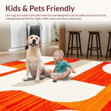 Ultra Soft Area Rug, Non Slip, Stain Resistant, Washable Area Rugs for Living Room, Bedroom, Transitional Soft Tone Geometry(Orange)