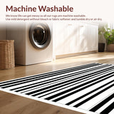 Ultra Soft Area Rug, Non Slip, Stain Resistant, Washable Area Rugs for Living Room, Bedroom, Modern Stripe Harmony Rug Minimalist Lines Contrasting Bands Contemporary Decor(Gray)