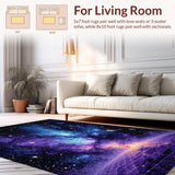 Ultra Soft Area Rug, Non Slip, Stain Resistant, Washable Area Rugs for Living Room, Bedroom, Enchanting Outer Space Artwork(Purple)