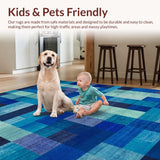 Ultra Soft Area Rug, Non Slip, Stain Resistant, Washable Area Rugs for Living Room, Bedroom, Blue Ribbon Knot Rug with Repeating Bow Shapes and Linear Details(Blue)