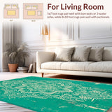 Ultra Soft Area Rug, Non Slip, Stain Resistant, Washable Area Rugs for Living Room, Bedroom, Distressed Medallion Green Living Room Non-Shedding Rug(Green)