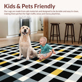 Ultra Soft Area Rug, Non Slip, Stain Resistant, Washable Area Rugs for Living Room, Bedroom, Stylish Black and White Trellis(Black)