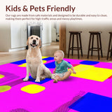 Ultra Soft Area Rug, Non Slip, Stain Resistant, Washable Area Rugs for Living Room, Bedroom, Retro Pop Art Geometric Delight(Pink)