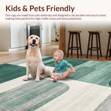 Ultra Soft Area Rug, Non Slip, Stain Resistant, Washable Area Rugs for Living Room, Bedroom, Artistic Modern Distressed Texture(Green)