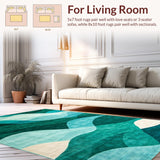 Ultra Soft Area Rug, Non Slip, Stain Resistant, Washable Area Rugs for Living Room, Bedroom, Refined Coastal Distressed Texture(Blue)