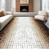 Artistic Mosaic Tile Area with Symmetric Brown Beige Gradient Blocks(Beige)