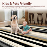 Ultra Soft Area Rug, Non Slip, Stain Resistant, Washable Area Rugs for Living Room, Bedroom, Contemporary Stripe Area Midnight Collection(Black)
