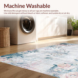Ultra Soft Area Rug, Non Slip, Stain Resistant, Washable Area Rugs for Living Room, Bedroom, Rustic Soft Toned Floral Motif(Gray)