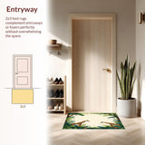 Ultra Soft Area Rug, Non Slip, Stain Resistant, Washable Area Rugs for Living Room, Bedroom, Safari Adventure Area Featuring Playful Giraffes and Jungle Vibes(Green)
