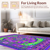 Ultra Soft Area Rug, Non Slip, Stain Resistant, Washable Area Rugs for Living Room, Bedroom, Ethereal Kaleidoscopic Pattern Play(Purple)