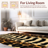 Ultra Soft Area Rug, Non Slip, Stain Resistant, Washable Area Rugs for Living Room, Bedroom, Handmade Tiger Skin Couch Decor Accent Rug(Beige)