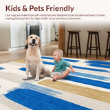 Ultra Soft Area Rug, Non Slip, Stain Resistant, Washable Area Rugs for Living Room, Bedroom, Stylish Area with Unique Modern Art Design(Blue)