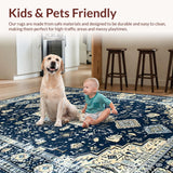 Ultra Soft Area Rug, Non Slip, Stain Resistant, Washable Area Rugs for Living Room, Bedroom, Rustic Textured Abstract Motif(Blue)