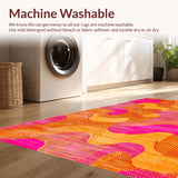 Ultra Soft Area Rug, Non Slip, Stain Resistant, Washable Area Rugs for Living Room, Bedroom, Playful Whimsical Flowing Design(Orange)