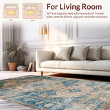 Ultra Soft Area Rug, Non Slip, Stain Resistant, Washable Area Rugs for Living Room, Bedroom, Sleek Contemporary Ogee Pattern(Beige)