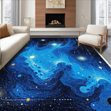 Ultra Soft Area Rug, Non Slip, Stain Resistant, Washable Area Rugs for Living Room, Bedroom, Abstract Galaxy Living Room Non-Slip Space Rug(Blue)
