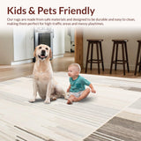 Ultra Soft Area Rug, Non Slip, Stain Resistant, Washable Area Rugs for Living Room, Bedroom, Malilinao Modern High Low Area Cream Beige Gray(Beige)