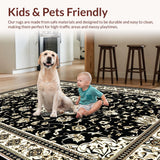 Ultra Soft Area Rug, Non Slip, Stain Resistant, Washable Area Rugs for Living Room, Bedroom, Chic Rustic Tiled Motif Aesthetic(Black)