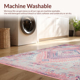 Ultra Soft Area Rug, Non Slip, Stain Resistant, Washable Area Rugs for Living Room, Bedroom, Soft Pastel Abstract Motif(Pink)