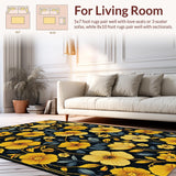 Ultra Soft Area Rug, Non Slip, Stain Resistant, Washable Area Rugs for Living Room, Bedroom, Lively Textured Floral Elegance(Yellow)