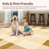 Ultra Soft Area Rug, Non Slip, Stain Resistant, Washable Area Rugs for Living Room, Bedroom, Sophisticated Cream Beige Geometric(Beige)