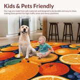 Ultra Soft Area Rug, Non Slip, Stain Resistant, Washable Area Rugs for Living Room, Bedroom, Lively Citrus Splash Decor(Orange)