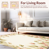 Ultra Soft Area Rug, Non Slip, Stain Resistant, Washable Area Rugs for Living Room, Bedroom, Spring Blossom Comfort Pair Beige Anti Fatigue Kitchen Floor Mats(Beige)