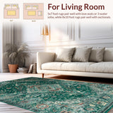 Ultra Soft Area Rug, Non Slip, Stain Resistant, Washable Area Rugs for Living Room, Bedroom, Elegant Distressed Geometric Style(Green)