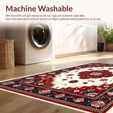 Ultra Soft Area Rug, Non Slip, Stain Resistant, Washable Area Rugs for Living Room, Bedroom, Traditional Oriental Ivory Red Living Room Non-Shedding Rug(Red)