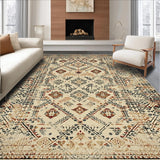 Ultra Soft Area Rug, Non Slip, Stain Resistant, Washable Area Rugs for Living Room, Bedroom, Modern Linear Trellis Composition(Beige)