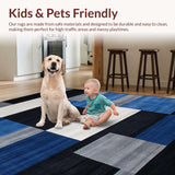 Ultra Soft Area Rug, Non Slip, Stain Resistant, Washable Area Rugs for Living Room, Bedroom, Rustic Textured Color Fusion(Blue)