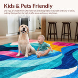Ultra Soft Area Rug, Non Slip, Stain Resistant, Washable Area Rugs for Living Room, Bedroom, Bold Modern Artistic Expression(Blue)