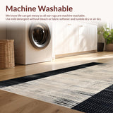 Ultra Soft Area Rug, Non Slip, Stain Resistant, Washable Area Rugs for Living Room, Bedroom, Trendy Minimalist Geometric Checkers(Gray)